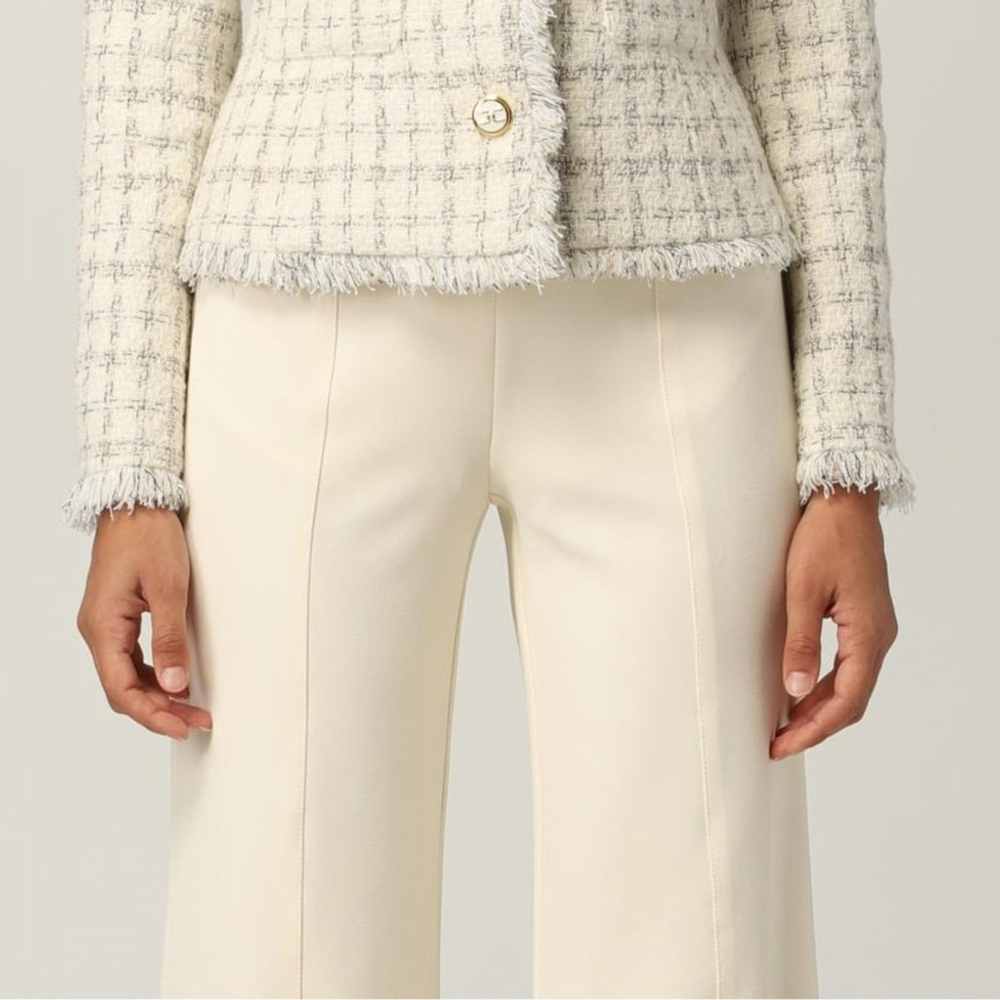 Elisabetta Franchi Cream High-Waisted Pants Size 40 / US 4